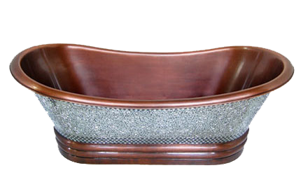 Mosaic Double-Slipper Copper Bathtub