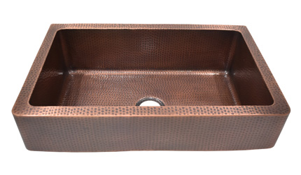 30 Inch Copper Farmhouse Sink Hammared in Copper Antique Finish